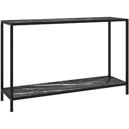 Консольний стіл vidaXL, скляний, 120x35x75 см, чорний і білий, металевий каркас, приліжковий/туалетний/декоративний стіл