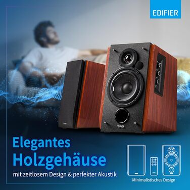 Акустична система Edifier R1700BT: активні полочні колонки з Bluetooth, цифровим та аналоговим входами, корпус із натурального дерева, з пультом ДК