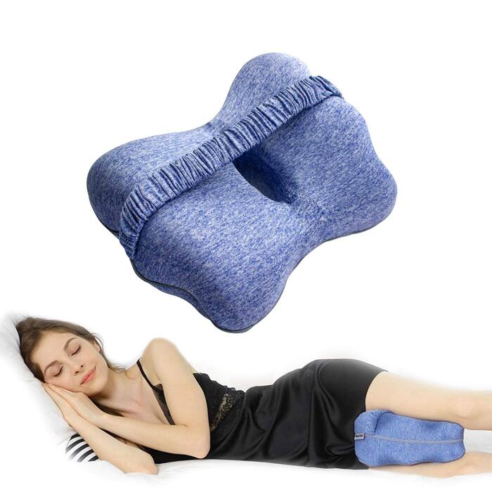 Ортопедична подушка між колін для сну на боці з ефектом пам'яті (Memory Foam) та фіксацією — для підтримки спини, стегон та при ішіасі