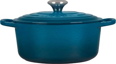Чавунна каструля-брятер Le Creuset Signature з кришкою, 24 см, кругла, для всіх типів плит та індукції, 4,2 л, 4,3 кг, колір Deep Teal