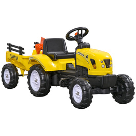 Трактор Trettraktor з причепом, інструментами, гудком, для дітей від 3 років, металевий каркас, чорно-жовтий, 133 x 42 x 51 см