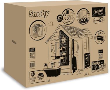 Дитячий садовий будиночок Smoby Life Garten Spielhaus 128x132x135 см з переробленого пластику - для дітей від 2 років