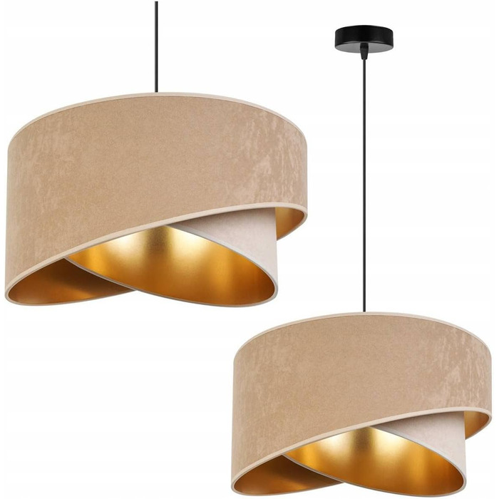 Підвісна люстра Light-Home Milan з металу та велюровим абажуром, індустріальна стельова лампа для вітальні, спальні та їдальні, колір бейж і крем