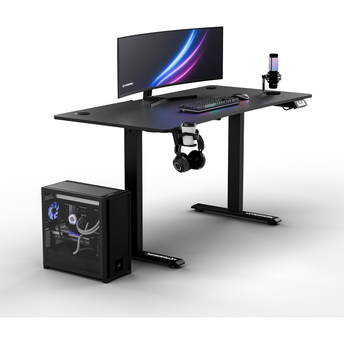 ULTRADESK Стіл для роботи та ігор, регулювання висоти, електричний, 140x68 см, чорний
