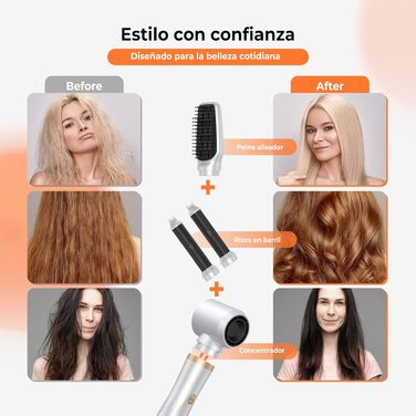 Hairstyler 5 в 1 Coandă-ефект: Фен-щітка, автоматичний локон, об'єм, сушка - перламутрово-білий (350г)
