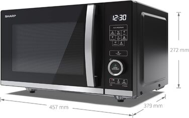 Мікрохвильова піч SHARP QS204AEB, 800 Вт, 10 режимів, функція розморожування, чорна