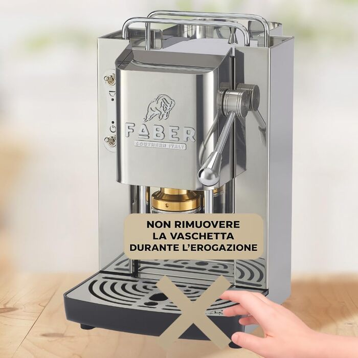 Кавомашина Faber Deluxe 3.0 для ESE 44мм, нержавіюча сталь, 1л, з електроклапаном та регульованим пресом