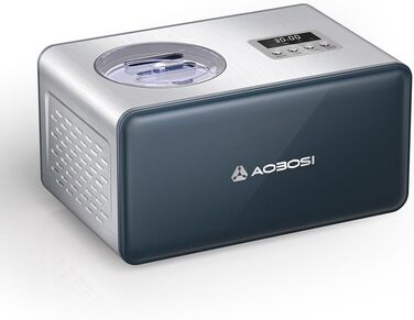Морожениця Aobosi 1.5 л, для морозива, джелато, сорбету та замороженого йогурту, знімна мішалка, нержавіюча сталь, портативна, легке використання