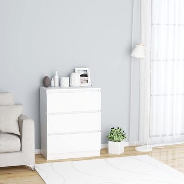 Комод vidaXL з 3 шухлядами, білий 60x35x76 см, деревостружковий, для вітальні, містка шафа для зберігання