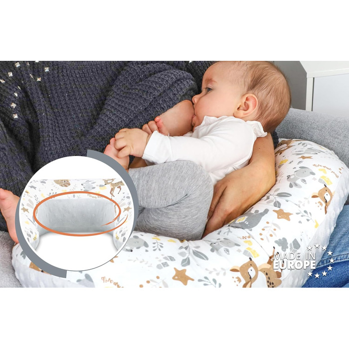 Подушка для годування Totsy Baby Stillkissen Mond Minky 130 см Оленя Сіра (Oeko-Tex) - підтримка для годування груддю