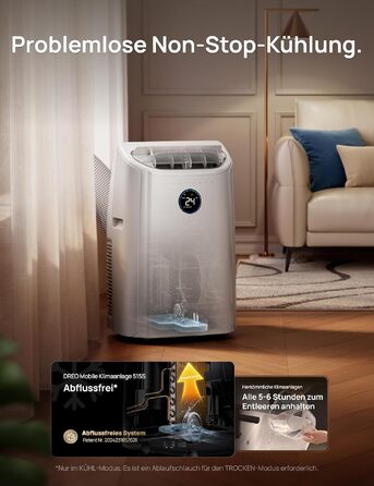 Мобільний кондиціонер DREO AC515S 10000 BTU для спальні з Wi-Fi, таймером на 24 год та функцією осушення