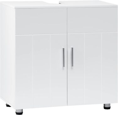 Білий шафа під умивальник EUGAD 60x60x30 см, 2 двері, регульована перегородка, металеві петлі, стиль кантрі для ванної кімнати
