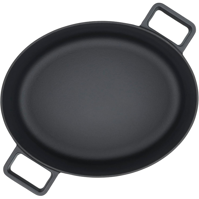 Овальний жаровий посуд WMF Flavour 34x28 см, чавунний, для індукції, емальований, з кришкою з конденсаційними виступами, сучасний дизайн, чорний
