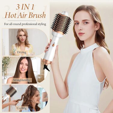 Набір професійних фенів-щіток 3-в-1 Air Styler Whitegold: фен, щітка для волосся, випрямляч