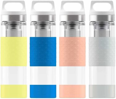 Термобутилка SIGG Hot & Cold зі скла 0.4 л, ізольована, без шкідливих речовин, із силіконовим захистом Ultra Lemon