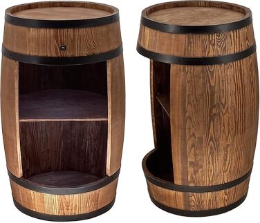 Дерев'яний бар з полицями для вина CREATIVE COOPER Fass - LED підсвітка, 80x50 см, стилістика рустік