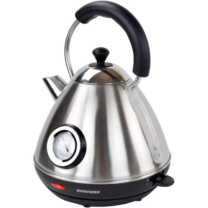 Електрочайник Syntrox Germany WK-2200W-1.7T 2200 Вт 1,7 л нержавіюча сталь з термометром, бездротовий, 360°