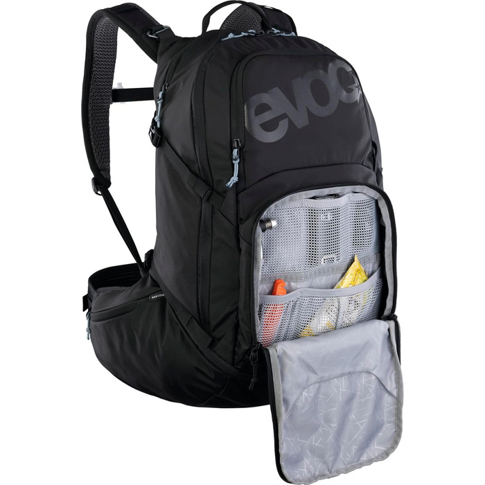 Рюкзак EVOC EXPLORER PRO 26л чорний – комфортний міський та туристичний рюкзак з системою вентиляції AIR FLOW CONTACT, гнучким поясом AIRO FLEX, відділенням для питної системи та дощовиком, преміум-якість