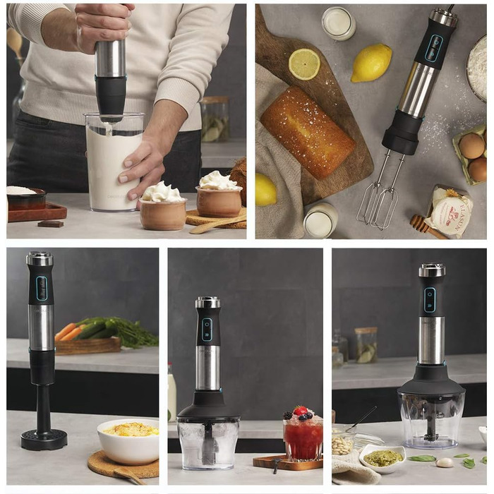 Блендер Cecotec Stabmixer Power TitanBlack 1500 XL Cream - 1500 Вт, технологія CrossBlades, чорне титанове покриття, XL-фут, захист від бризок, 2 аксесуари