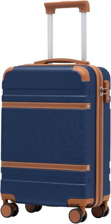 Жорсткий валізу COOLIFE 55x35x20 см для ручної поклажі Ryanair, із TSA-замком і 4 подвійними колесами, синій/коричневий