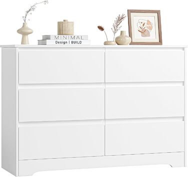 Комод FOREHILL 120 см з 6 шухлядами, білий, для спальні, вітальні, передпокою, 120x40x82 см