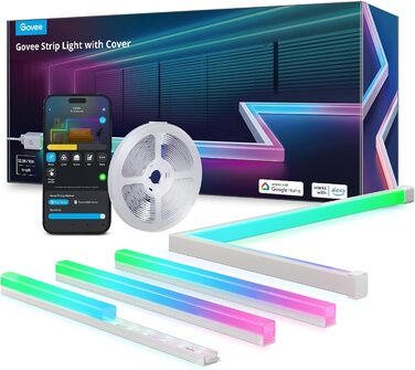 Розумна RGBIC LED стрічка Govee 10 м з профілем, керування через Alexa, Google Assistant і додаток, для спальні, підсвітки меблів, 64 сцени