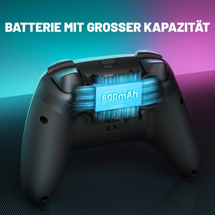 Ігровий бездротовий контролер ECHTPower для PC, Switch, Steam Deck, Android, iOS — RGB-підсвітка, Hall-джойстики, Turbo, вібрація, акумулятор 800mAh, чорний
