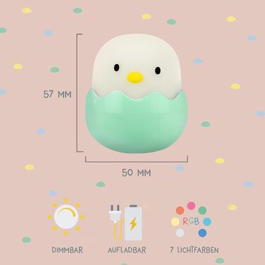 Нічник дитячий LED MegaLight Eggy 3 шт. з USB зарядкою, диммер, безпечний для немовлят