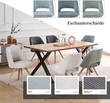 Комплект стільців B&D home Mary 2 шт, антрацит, сучасний м'який кухонний і офісний стілець з корду для вітальні, їдальні, спальні, в стилі модерн та кантрі