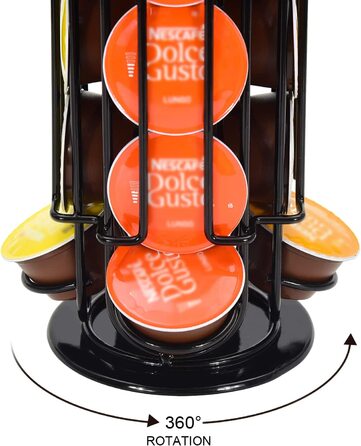 Обертова підставка для капсул SYSYLY на 32 капсули Dolce Gusto, чорна, із нековзною основою