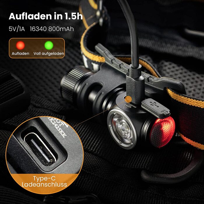 Лобовий ліхтар Sofirn HS10 Mini 1100 люмен, LED, акумулятор 16340, 8 режимів, 5000K, високий CRI для бігу, риболовлі, туризму