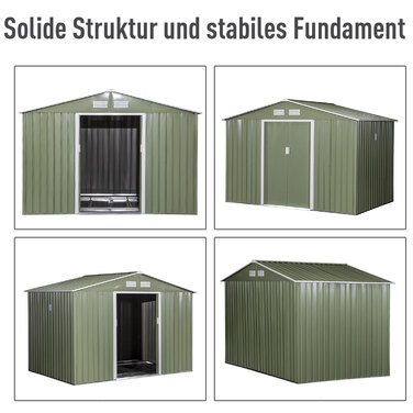 Outsunny Garden Shed Металевий садовий сарай з фундаментом світло-зелений 277 x 195 x 192 см