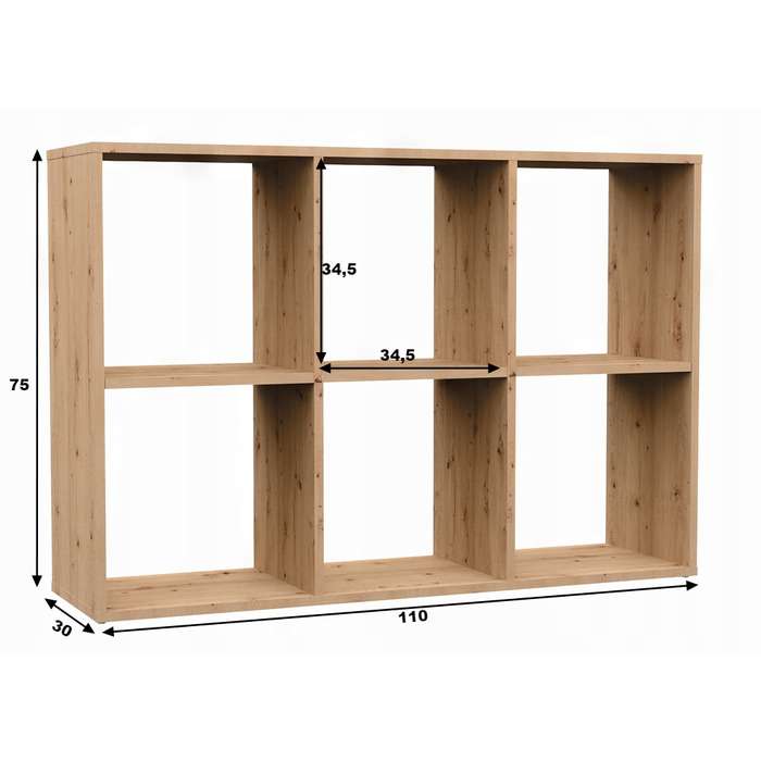 Стелаж TopEshop 110 x 75 x 30 см, дуб артизан