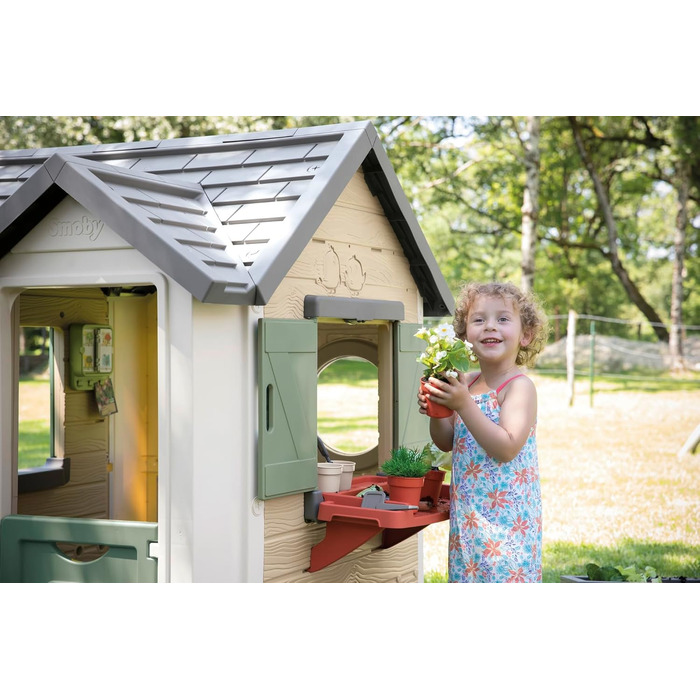 Дитячий садовий будиночок Smoby Life Garten Spielhaus 128x132x135 см з переробленого пластику - для дітей від 2 років