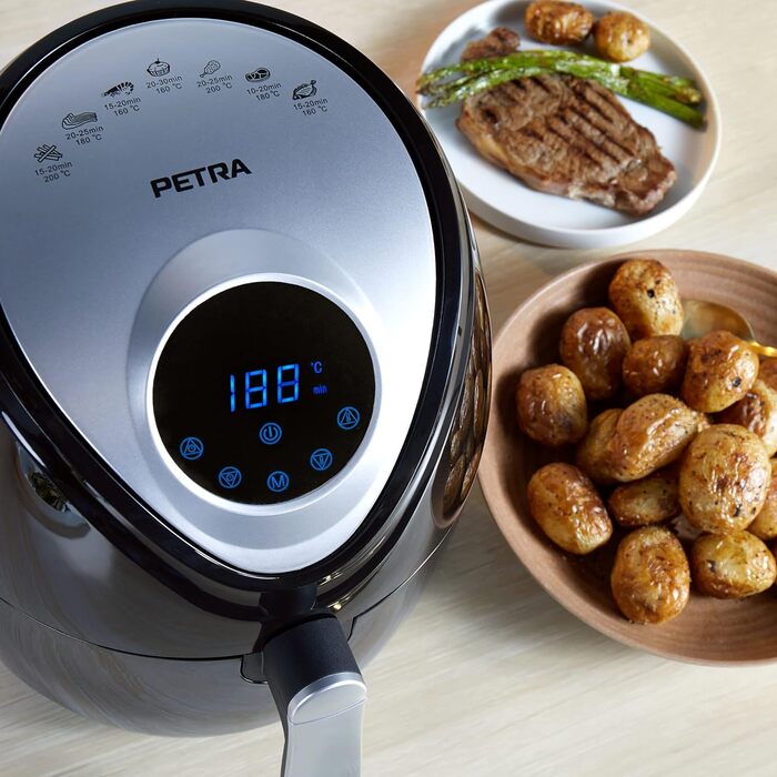 Електрична аерофритюрниця Petra PT4221VDEEU7, 4,5 л, цифрова, 1300 Вт, антипригарний кошик, 7 програм, без олії, для сім'ї