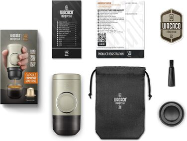 WACACO Minipresso NS2 - портативна кавомашина для Nespresso капсул, ручна, бежевий колір