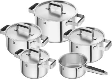 Набір посуду ZWILLING PURE, 5 предметів, з нержавіючої сталі 18/10, керамічне покриття, Stay-Cool ручки, придатний для миття в посудомийній машині (срібний)
