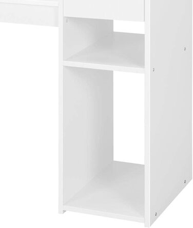 Стіл для комп'ютера Yaheetech 112x82x50 см, білий, з висувною шухлядою та 2 полицями з МДФ, офісний письмовий стіл