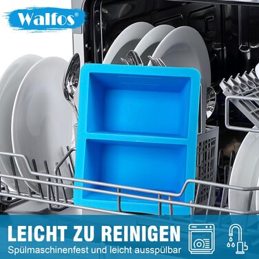 Контейнер для морозива Walfos® 1.5л, 2 шт. + Форми для льоду (4 шт.) - багаторазовий, силіконовий кришка, для домашнього морозива та йогурту