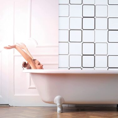 Водонепроникна душова штора Relaxdays Square, ретро, напівпрозора, для ванни та душу, стельове кріплення, 120x240 см