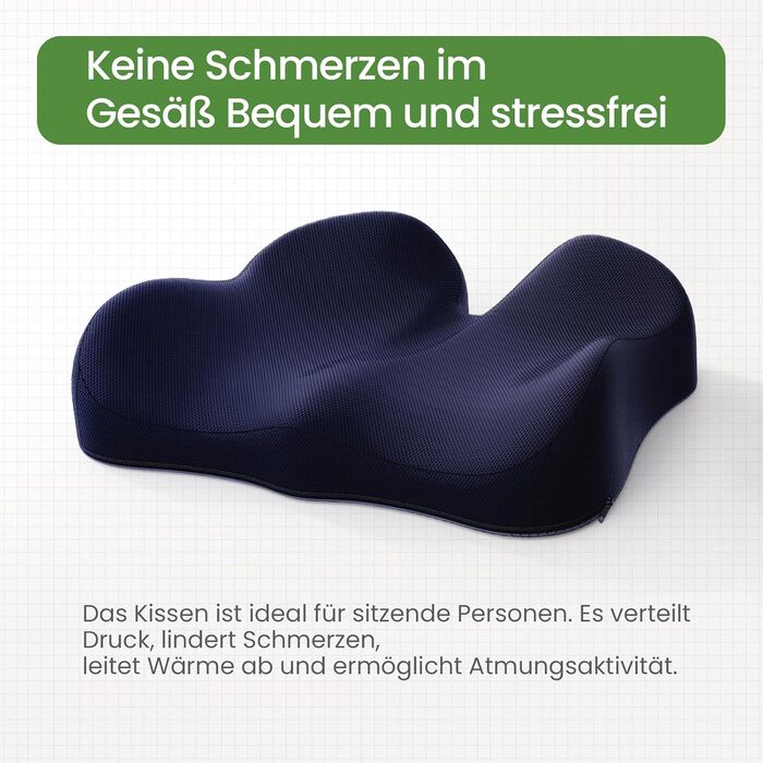 Подушка для сидіння з піни Memory Foam A-Pce: ортопедична подушка для офісного крісла, дому та авто (синя)