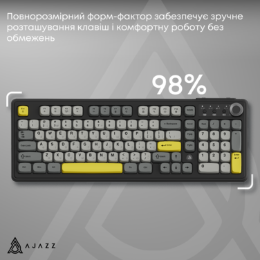 Бездротова клавіатура Ajazz AF98 PLUS Black Gray Yellow (AF98-PLUS-BGY)