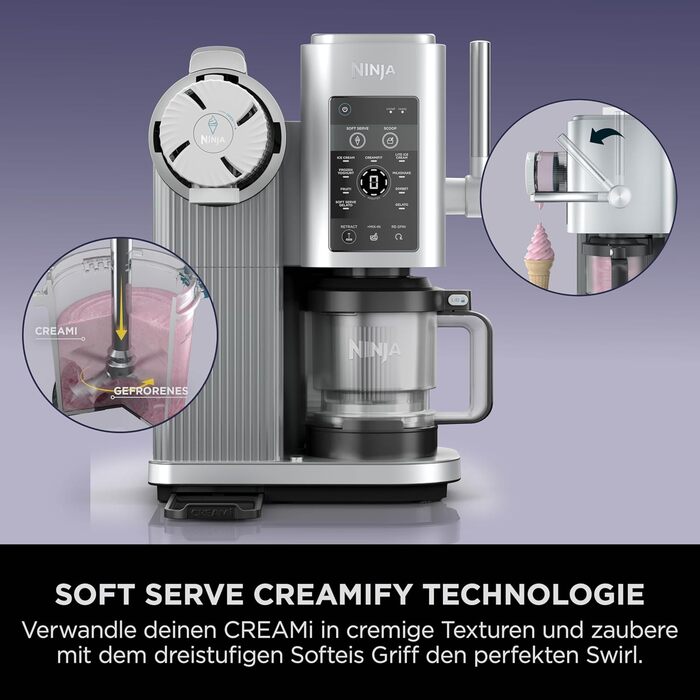 Машина для морозива CREAMi Softeis Ninja Swirl NC701EU: 13 функцій, 2 контейнери для морозива, сорбету, шейків