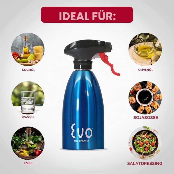 Спрей-розпилювач для олії Evo Oil Sprayer 8113BLK, пляшка для кулінарних та оливкових олій, 473 мл, синій