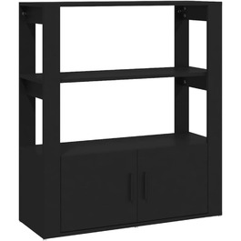 Шафа-комод vidaXL чорна 80x30x90 см, деревостружкова плита, багатофункціональна тумба для вітальні, книг і зберігання
