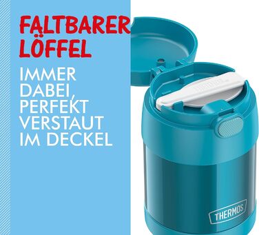 Дитячий термос для їжі THERMOS FUNTAINER 0,3 л, бірюзовий, з ложкою, для супу, мюслі, зберігає тепло 5 годин, холод 7 годин, герметичний