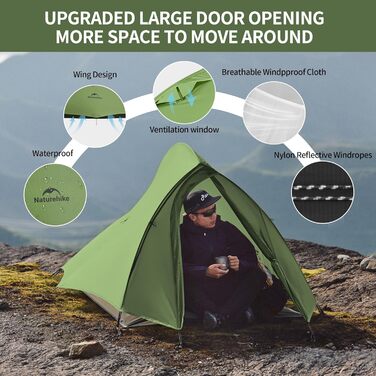 Двомісний намет Naturehike Cloud Up Pro – легкий, водонепроникний, вітростійкий купольний намет для кемпінгу, туризму та подорожей