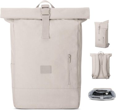 Рюкзак Johnny Urban Rolltop Robin Large для жінок і чоловіків, 18-22 л, водовідштовхувальний, відділення для ноутбука 16'', з переробленого PET, пісочний колір