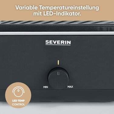 Міні-раклет гриль SEVERIN RG 2360 Black Line для 4 осіб, антипригарна поверхня, глибокі підноси, 600 Вт, компактний настільний гриль