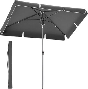 Сонячна парасоля SONGMICS 200x125 см, UPF 50+, регульована висота, двосторонній нахил 30°, для балкона, саду, з чохлом, без підставки, сіра